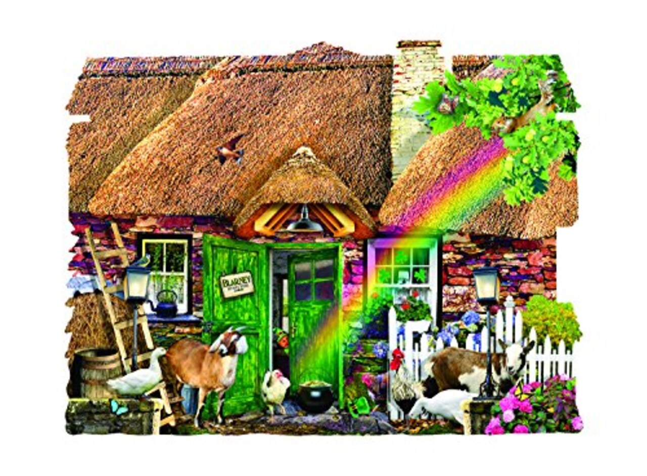 Sunsout Irish Cottage 1000 pc Special Shape St. Patricks Day Jigsaw Puzzle 90350